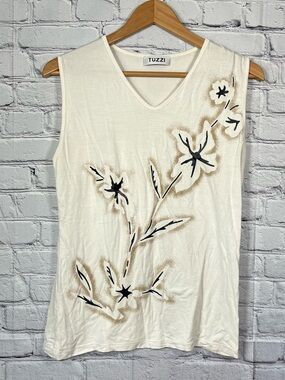 Tuzzi Yank Top Women’s Size Medium Ivory With Stylish Detail V Neck